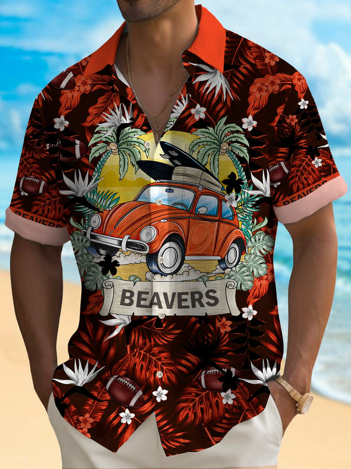 Alohadaddy Coconut Rugby Retro Car Print Men&