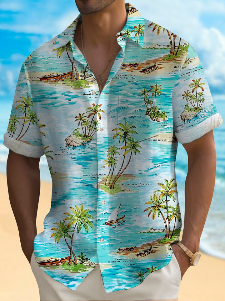 Alohadaddy Hawaiian Floral Wave Print Men&