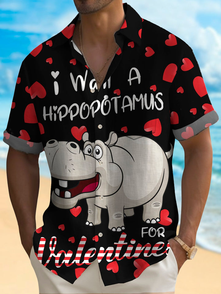 Alohadaddy Valentine Heart Hippo Print Men&