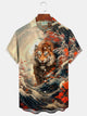 Alohadaddy Vintage Ukiyoe Tiger Print Men's Button Pocket Shirt