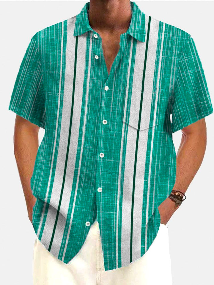 Alohadaddy Retro Geometric Contrast Stripe Printed Men&