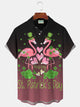 Alohadaddy Holiday St. Patrick's Day Flamingo Print Men's Button Pocket Shirt
