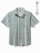 Alohadaddy Basic Striped Men's Hawaiian Shirt Stretch Easy Care Pocket Camping Shirt Big Tall
