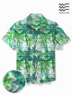 Camisa hawaiana de Alohadaddy Beach Holiday para hombre, con estampado geométrico de árboles de coco, seersucker, bolsillo antiarrugas, para acampar