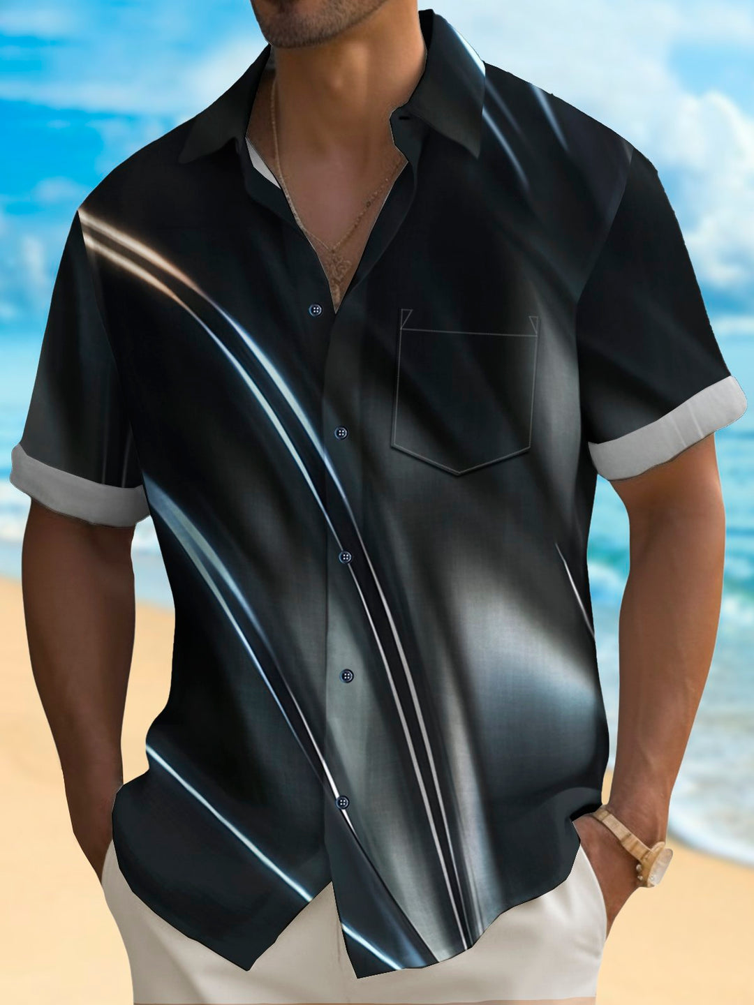 Alohadaddy Retro Gradient Textured Print Men&