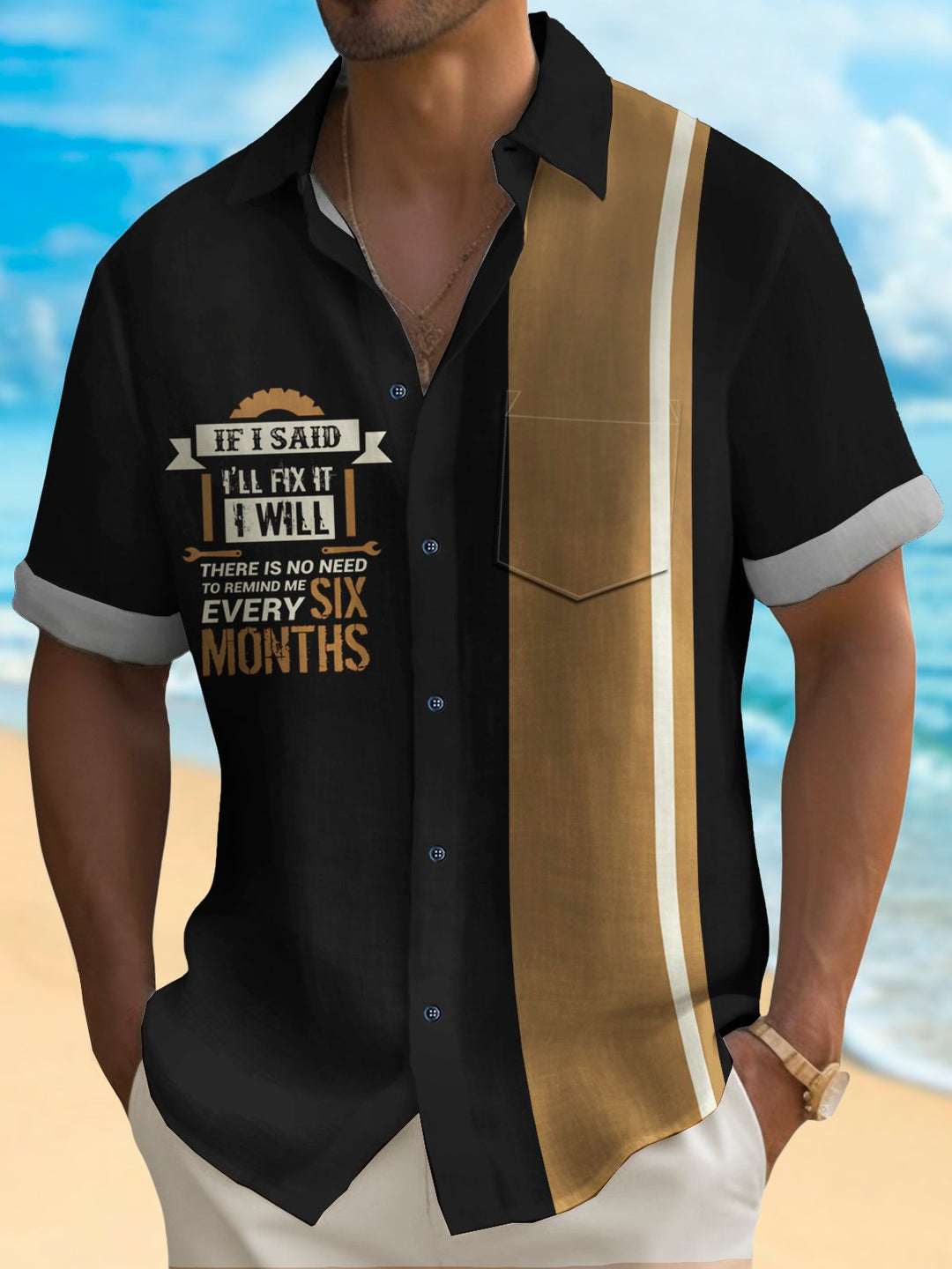 Camisa hawaiana retro de bolos Alohadaddy para hombre, camisa de camping con bolsillo y estampado de letras