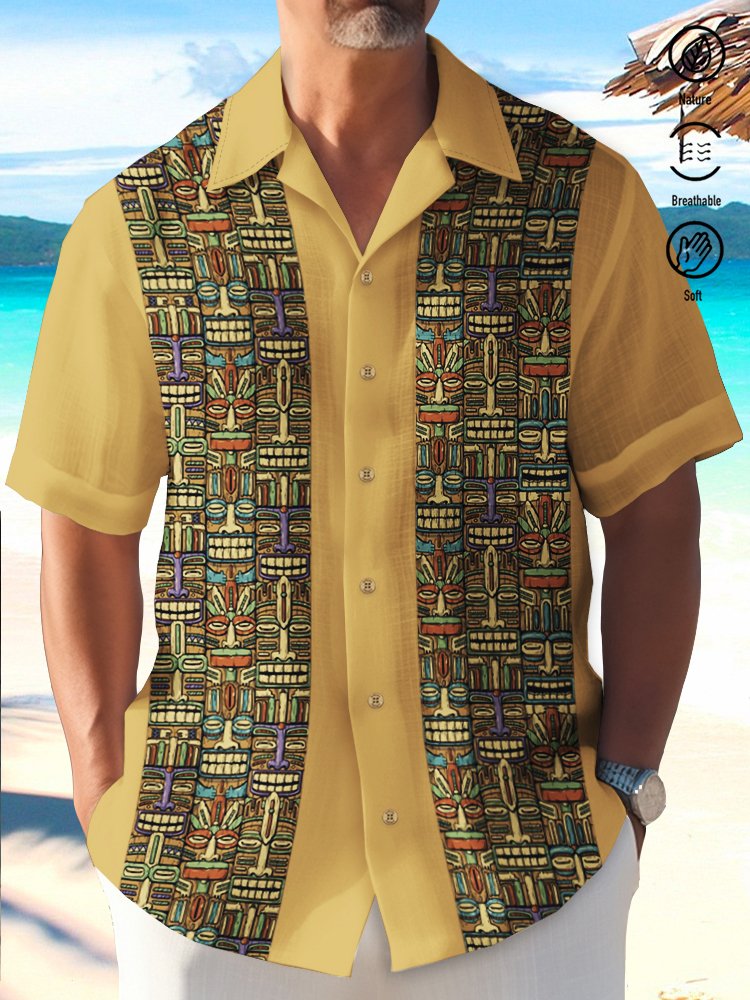 Camisa hawaiana retro de bolos para hombre de Alohadaddy, camisa de camping con bolsillo y estampado Tiki