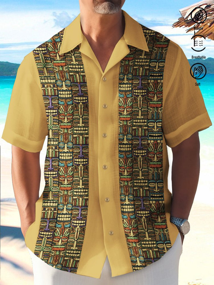 Camisa hawaiana retro de bolos para hombre de Alohadaddy, camisa de camping con bolsillo y estampado Tiki
