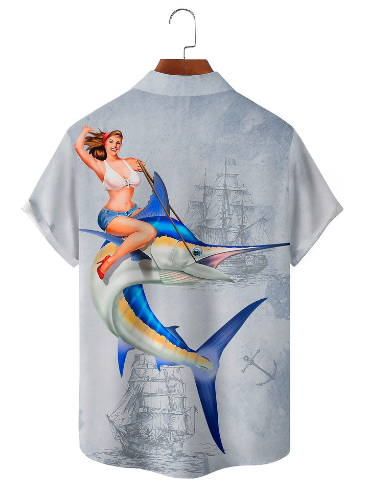 Alohadaddy Hawaii Vintage Map Fish Belle Print Men&