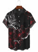 Men's Abstract Eastern Dragon Illustration Casual Short Sleeve Shirt