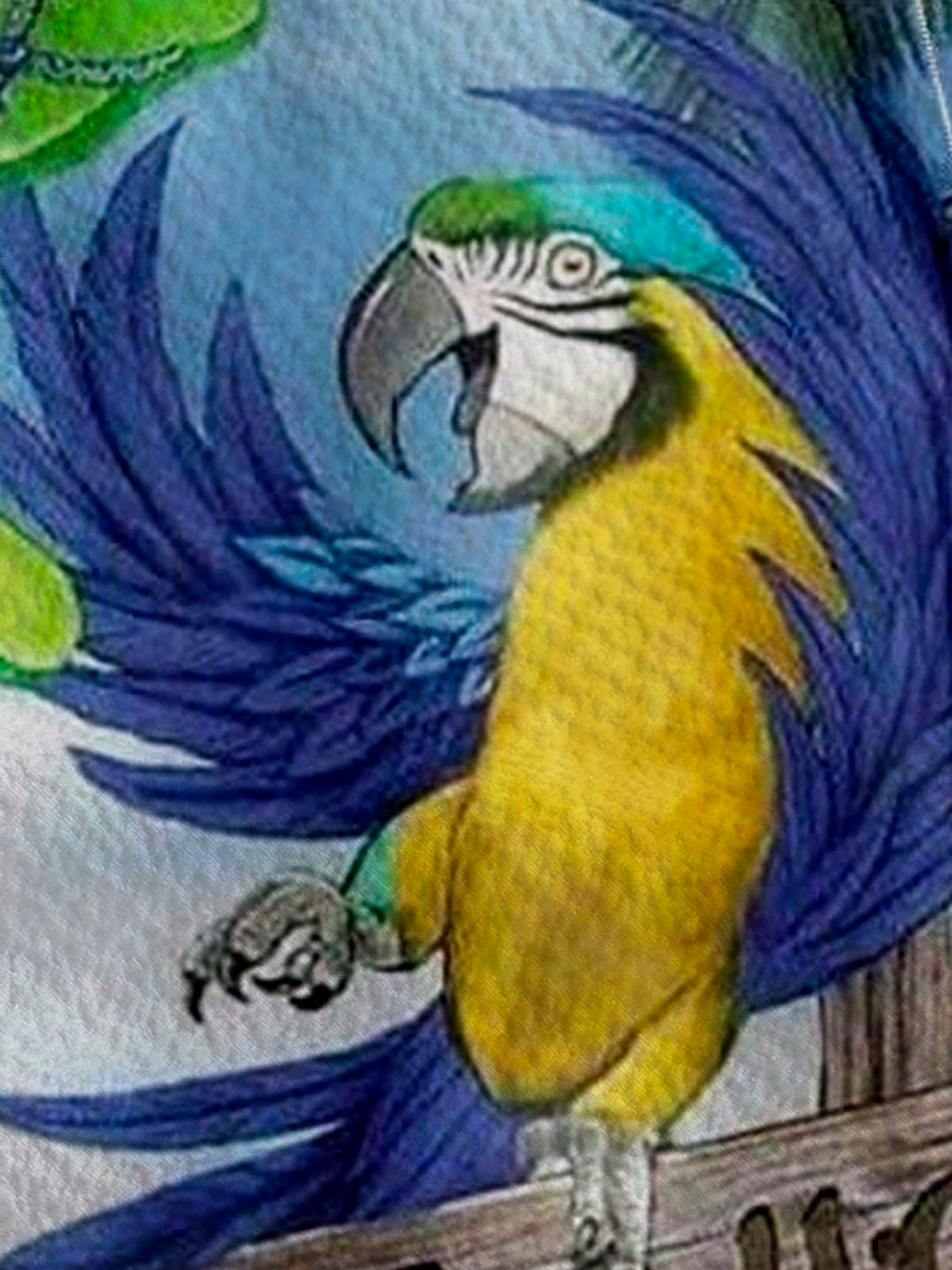 Camisa hawaiana de vacaciones de gran tamaño con bolsillo en el pecho y estampado playero de loro azul Alohadaddy