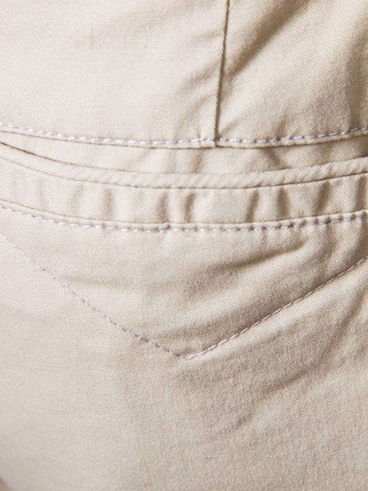 Cotton Casual Shorts Straight Cropped Pants Plus Size Solid Color Basics