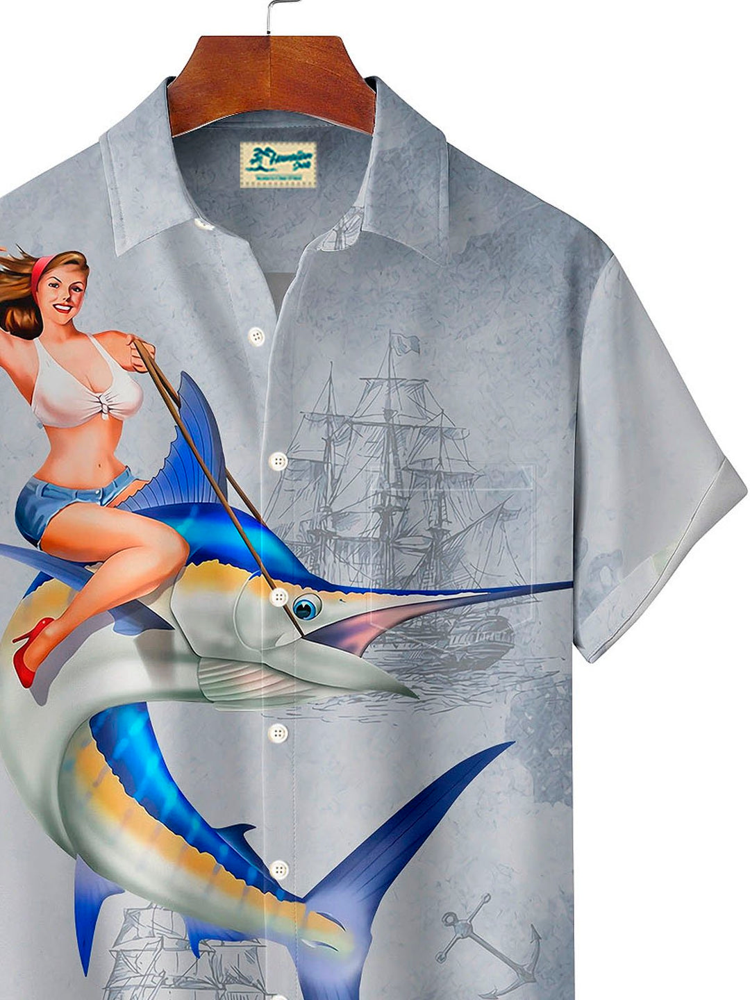 Alohadaddy Hawaii Vintage Map Fish Belle Print Men&
