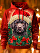 Alohadaddy Men's Christmas Dog Print Drawstring Hooded Sweatshirt