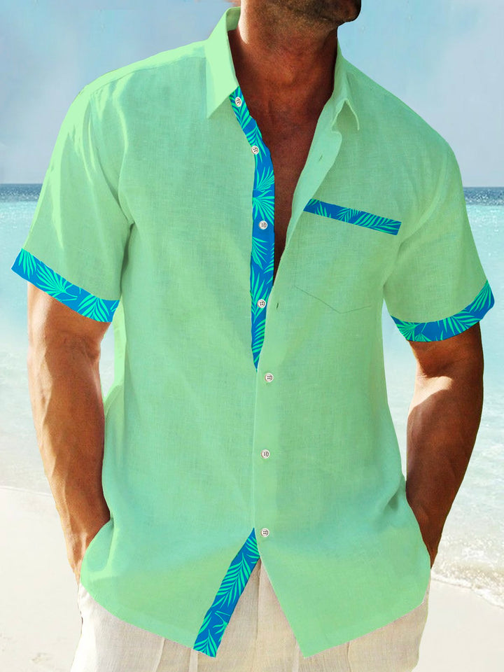 Camisa con bolsillos abotonados para hombre con estampado botánico hawaiano Alohadaddy