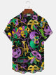 Alohadaddy Mardi Gras Mardi Gras Mask Bead Print Aloha Hawaii Men's Button Pocket Shirt