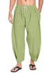 Alohadaddy Drawstring Pockets Cotton Linen Loose Casual Beach Lantern Harem Capri Pants