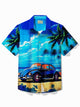 Alohadaddy Hawaiian Coconut Tree Car Print Men's Button Pocket Short Sleeve Lapel Hawaiian Shirt