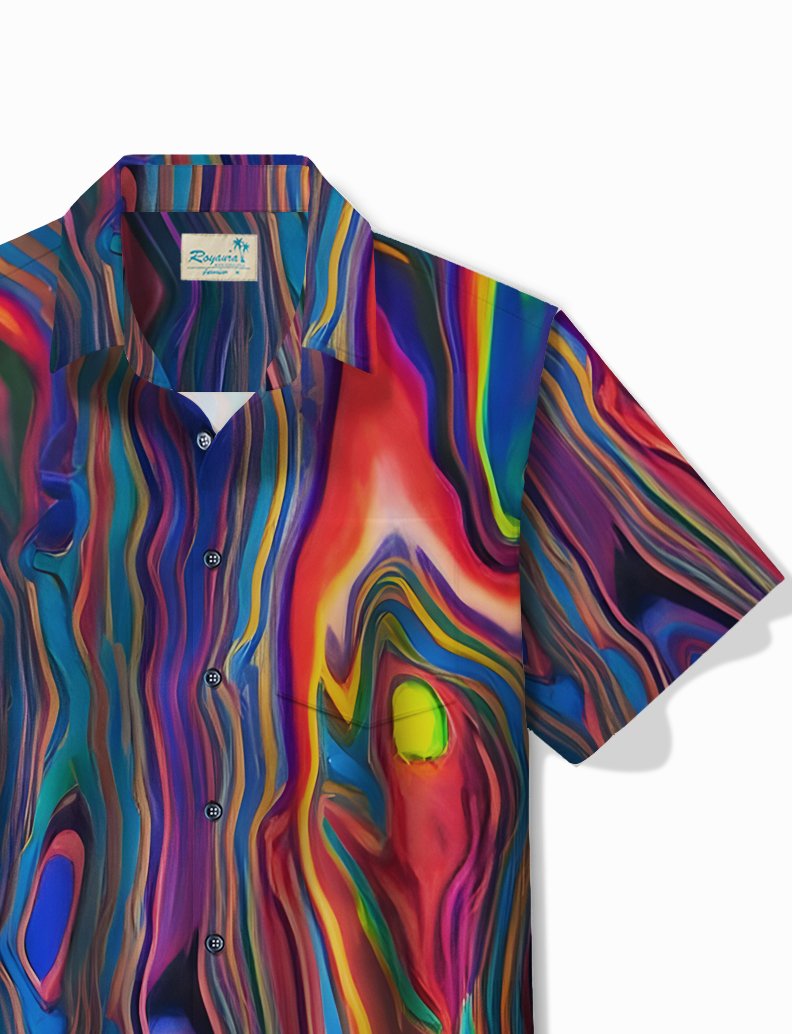 Camisa hawaiana con estampado texturizado abstracto retro Alohadaddy para hombre, camisa de camping con bolsillo de fácil cuidado