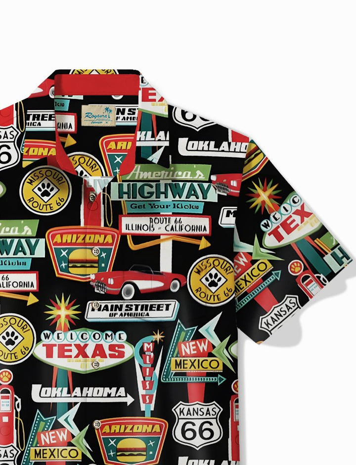 Chemise hawaïenne pour homme Alohadaddy Beach Holiday Chemise de camping à poche Car Route 66
