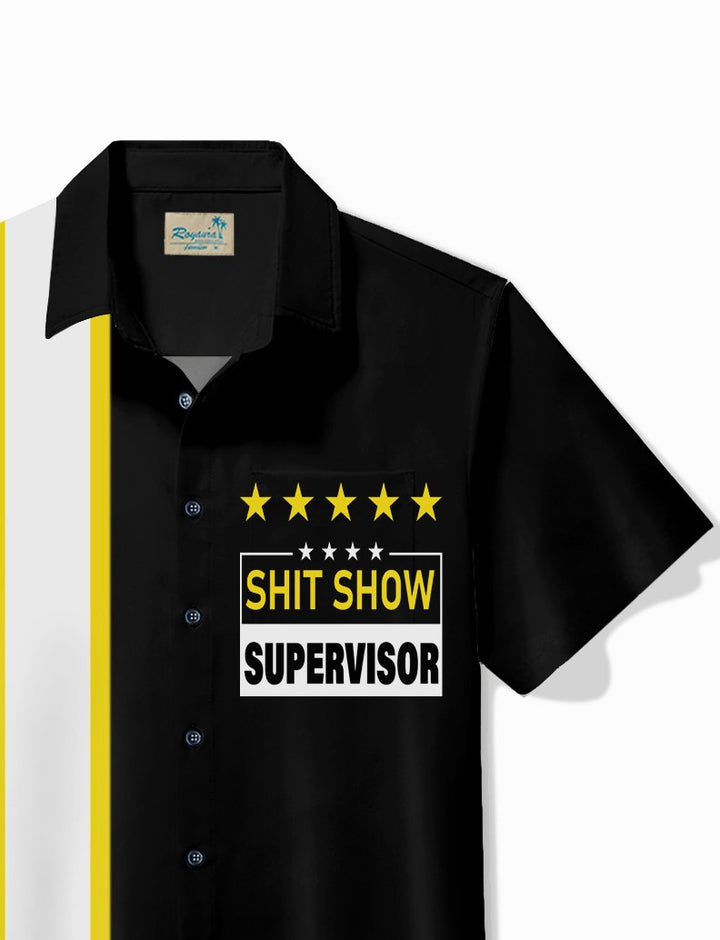 Camisa hawaiana retro de bolos Alohadaddy para hombre, con estampado de letras y pentagramas, para acampar y hacer deporte