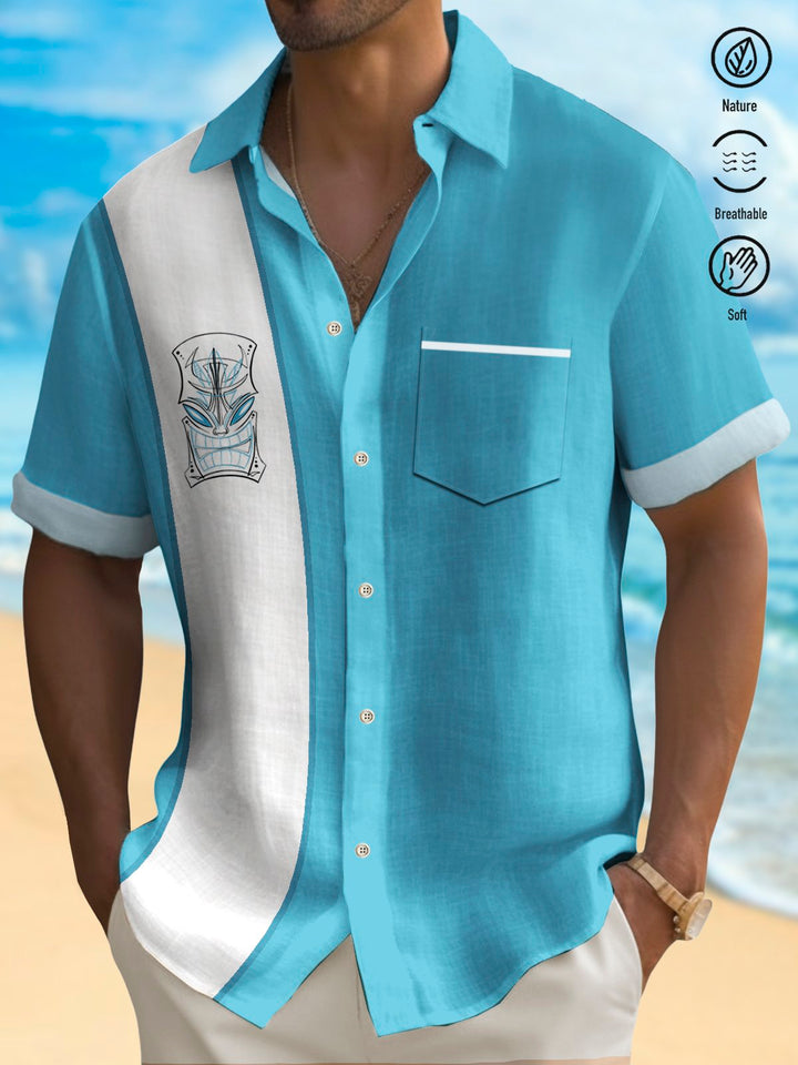 Camisa hawaiana de fácil cuidado y elástica para hombre, estilo retro, con construcción de bolos y estilo Tiki, de Alohadaddy