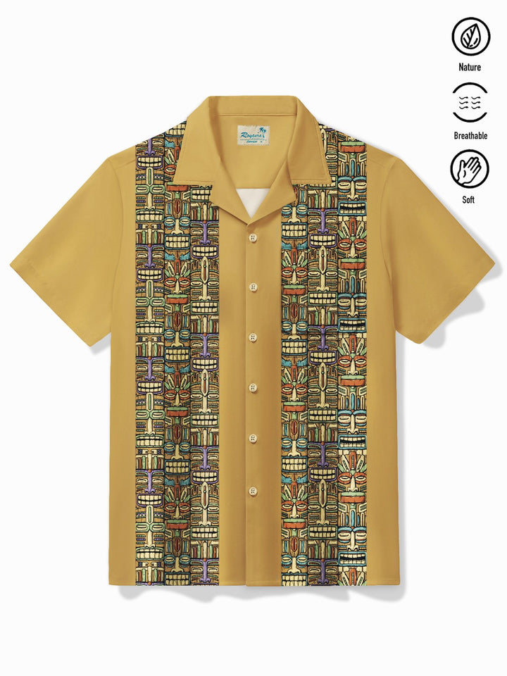 Camisa hawaiana retro de bolos para hombre de Alohadaddy, camisa de camping con bolsillo y estampado Tiki