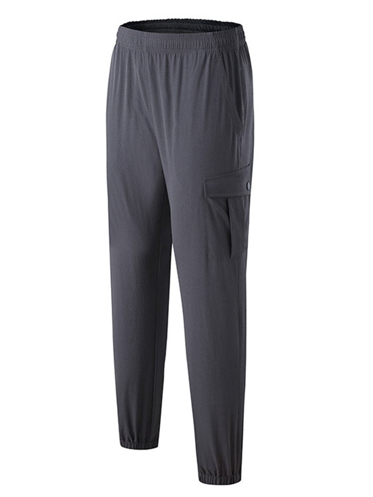 Pantalones de secado rápido para exteriores para hombre, pantalones holgados de tejido elástico con pies de viga, pantalones casuales de fitness