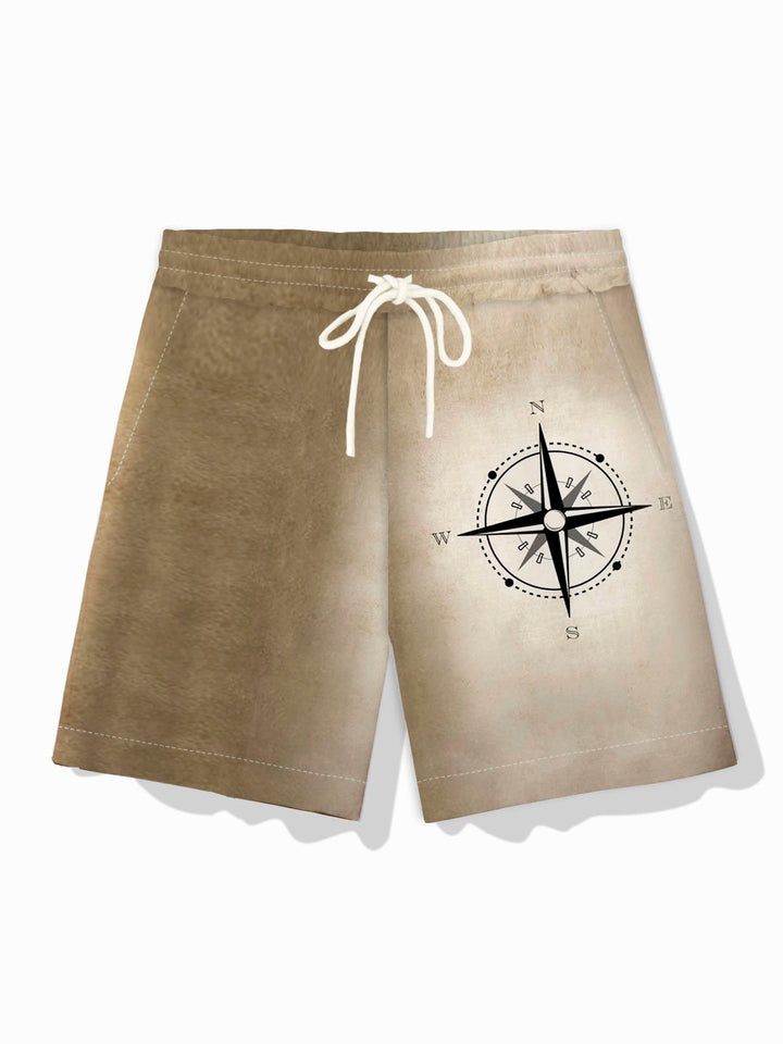 Short de bain élastique à cordon de serrage pour homme avec imprimé dégradé de boussole vintage Alohadaddy