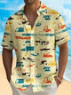 Alohadaddy Retro Car Travel Vehicle Print Men's Button Pocket Short Sleeve Shirt