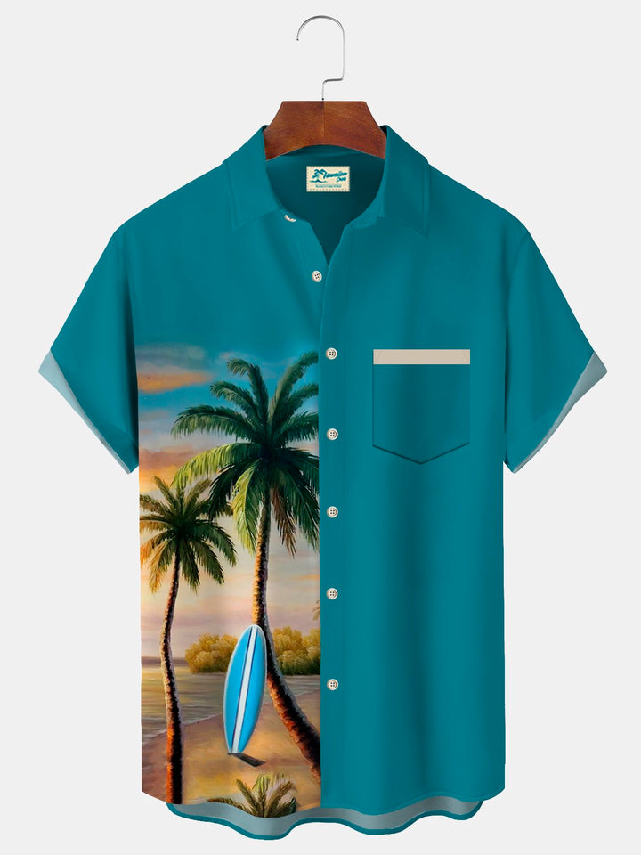 Alohadaddy Hawaii Coconut Tree Contrast Print Men&