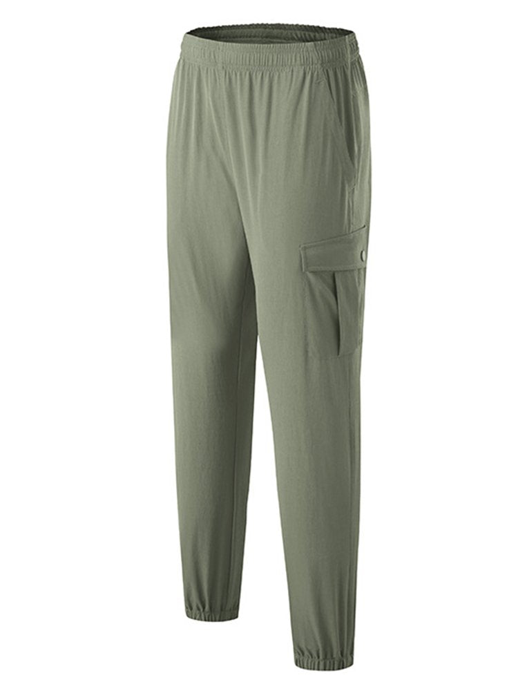 Pantalones de secado rápido para exteriores para hombre, pantalones holgados de tejido elástico con pies de viga, pantalones casuales de fitness