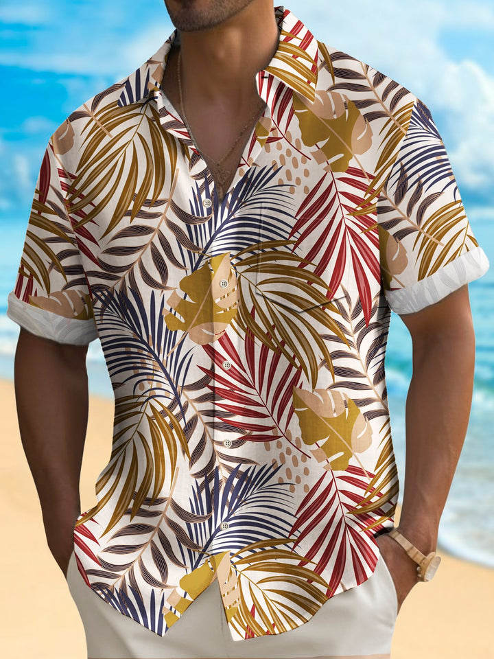 Camisa informal holgada de manga corta con estampado floral y hojas de palma para hombre de Alohadaddy