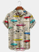 Alohadaddy Vintage Route 66 Western Print Chest Pocket Vintage Shirt Plus Size Printed Shirt