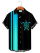 Alohadaddy Black Vintage Bowling Turtle Print Chest Bag Bowling Shirt Plus Size Panel Shirt