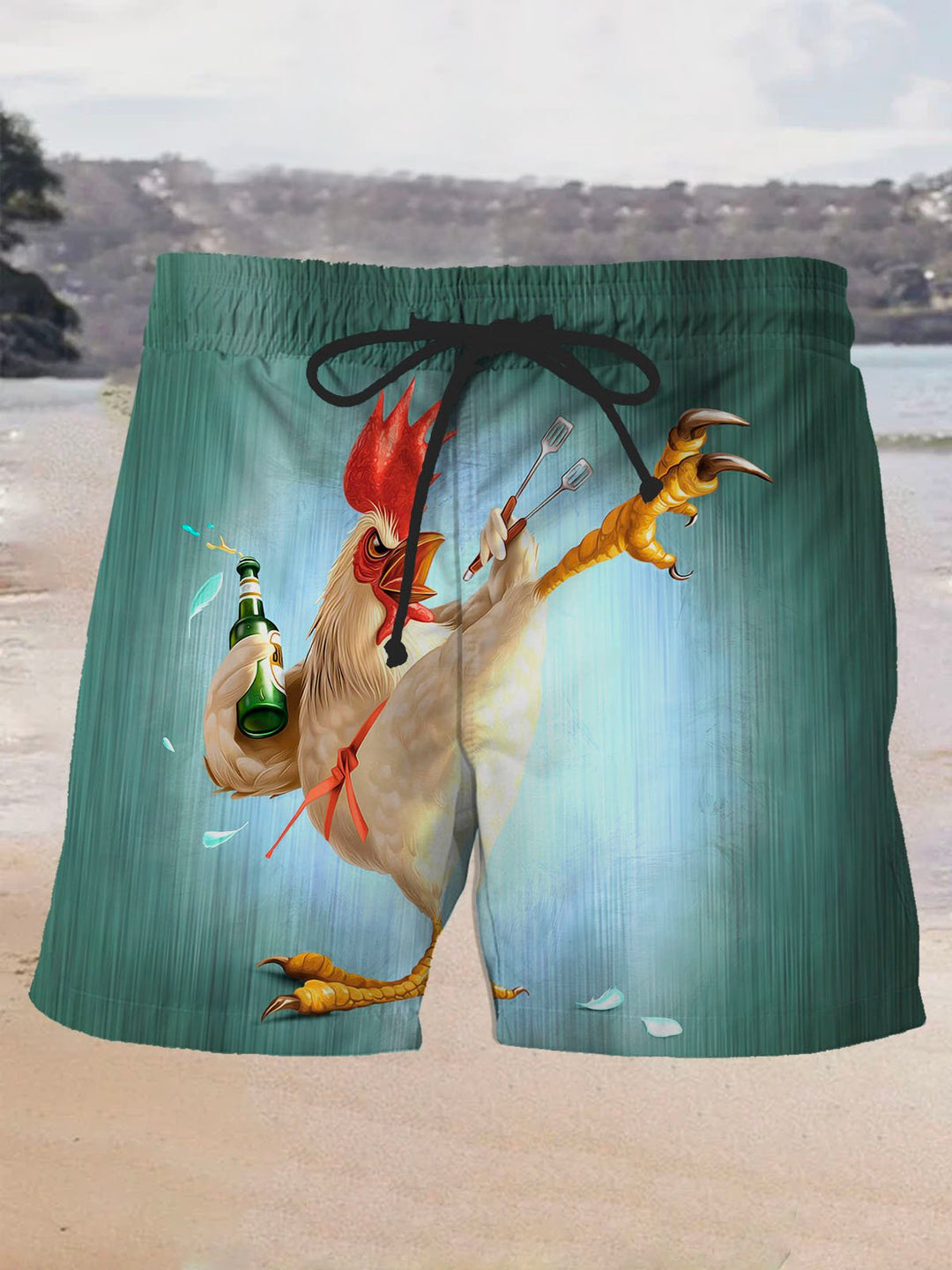 Alohadaddy Retro Gradient Kung Fu Chicken Print Men&
