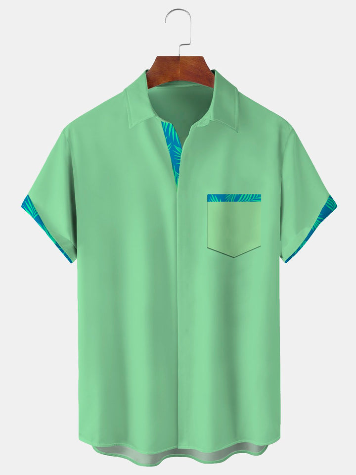 Camisa con bolsillos abotonados para hombre con estampado botánico hawaiano Alohadaddy