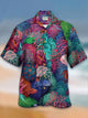 Alohadaddy Vintage Marine Life Print Men's Button Pocket Shirt