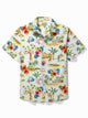Camisa hawaiana de vacaciones en la playa Alohadaddy para hombre, camisa de campamento con bolsillo elástico y diseño de arte hula con diseño de árbol de coco, talla grande