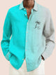Alohadaddy Hawaiian Gradient Coconut Tree Print Men's Button Pocket Long Sleeve Shirt