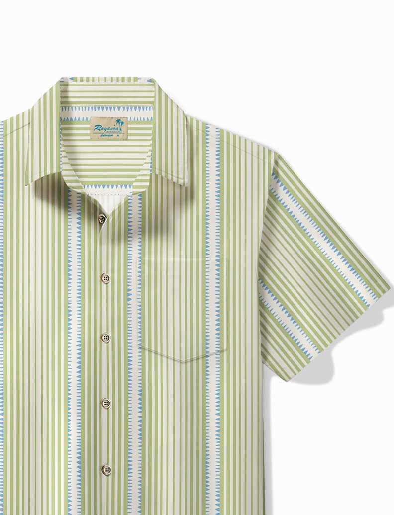 Camisa hawaiana básica de rayas Alohadaddy para hombre, camisa de camping con bolsillo, elástica, de fácil cuidado, talla grande