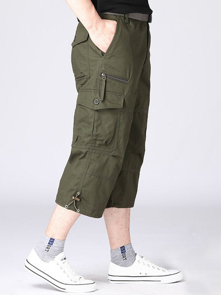 Pantalones rectos casuales sueltos y recortados para hombre