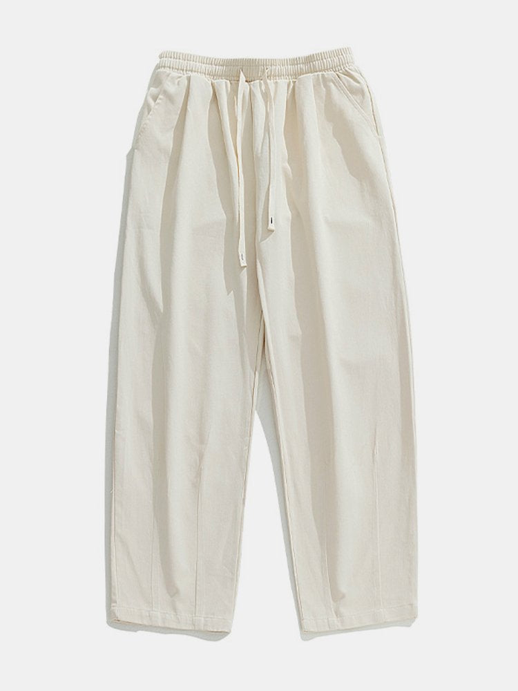 Pantalones casuales de algodón drapeado japonés para hombre, pantalones retro grandes y altos
