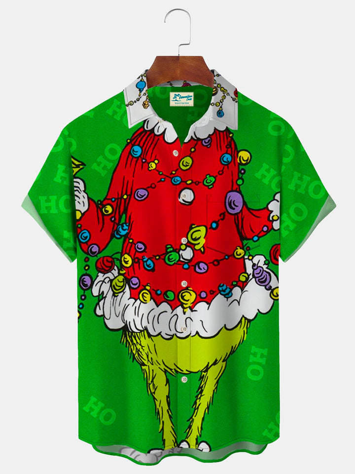 Camisa con bolsillos abotonados para hombre con estampado divertido de dibujos animados navideños de Alohadaddy