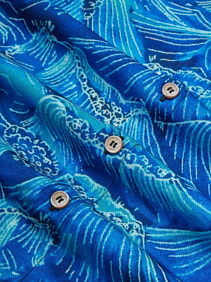 Chemise hawaïenne vintage japonaise bleue Alohadaddy pour homme, extensible, facile d&