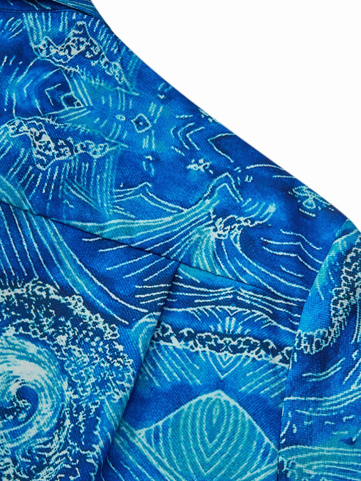 Chemise hawaïenne vintage japonaise bleue Alohadaddy pour homme, extensible, facile d&