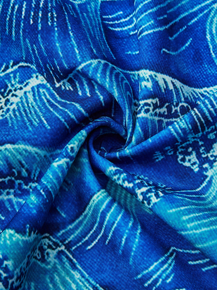 Chemise hawaïenne vintage japonaise bleue Alohadaddy pour homme, extensible, facile d&