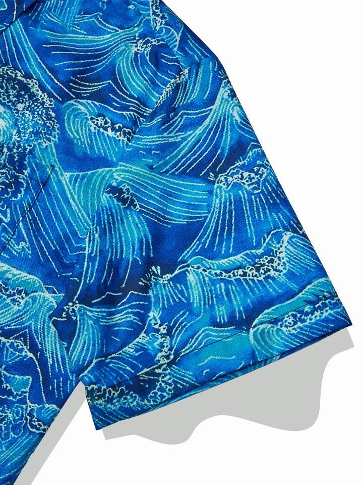 Chemise hawaïenne vintage japonaise bleue Alohadaddy pour homme, extensible, facile d&
