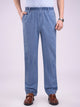 Men's Loose Imitation Denim Cotton Elastic High Waist Deep Casual Pants