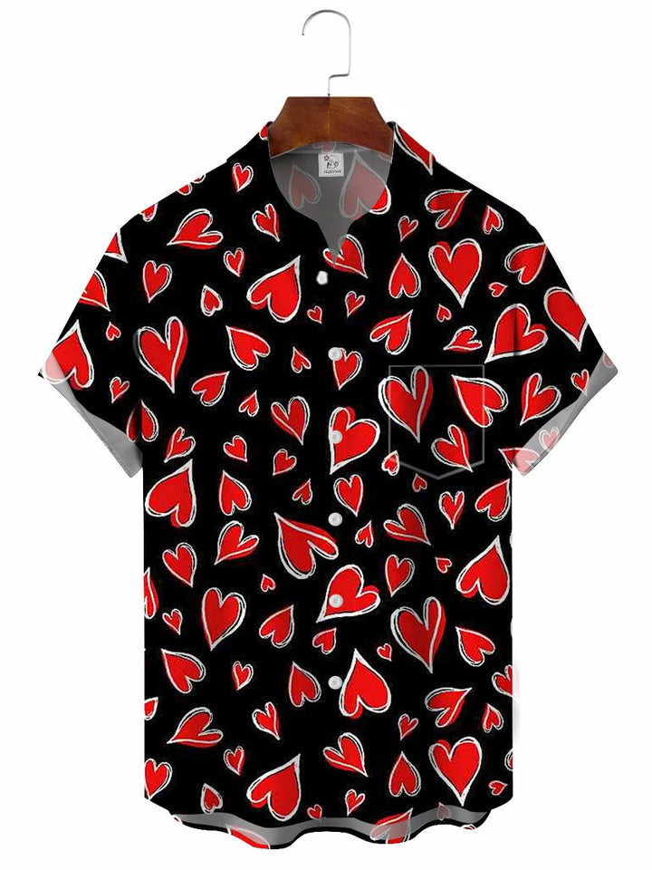 Camisa de manga corta con corazón para el día de San Valentín para hombre
